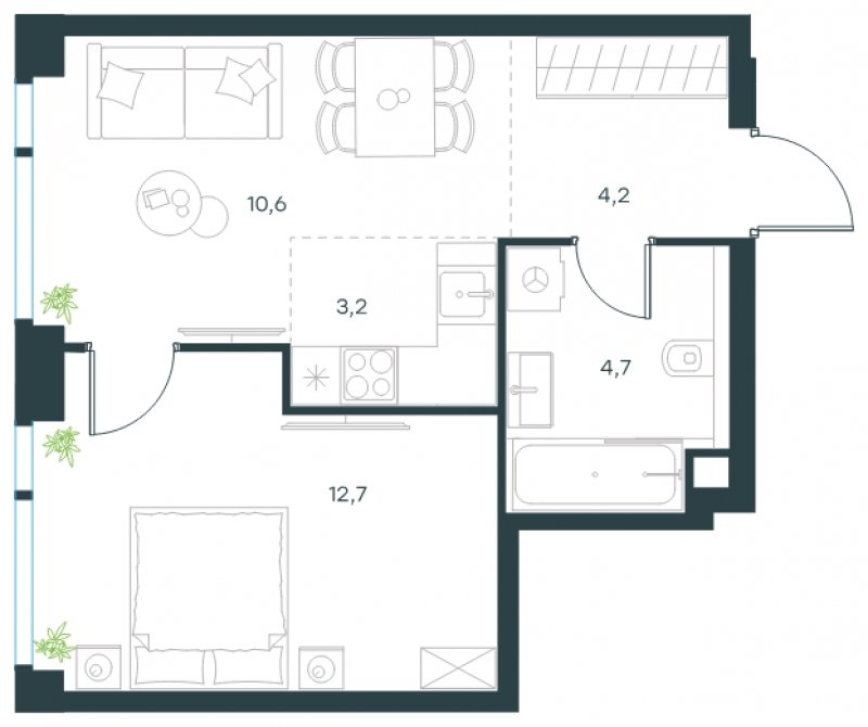 2-комнатная квартира (евро) без отделки, 35.4 м2, 38 этаж, сдача 4 квартал 2024 г., ЖК Level Мичуринский, корпус 4 - объявление 1644417 - фото №1