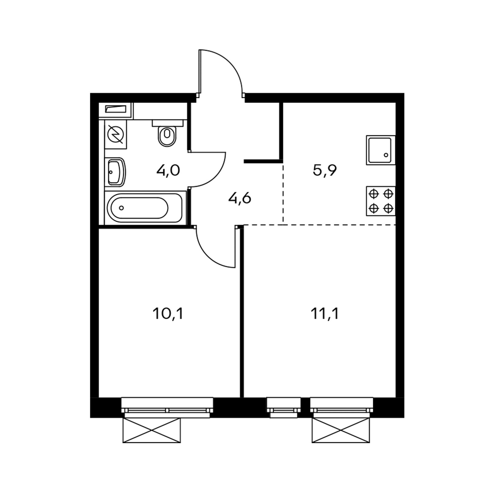 2-комнатная квартира с полной отделкой, 35.3 м2, 19 этаж, дом сдан, ЖК Мякинино парк, корпус 2.2 - объявление 2211018 - фото №1