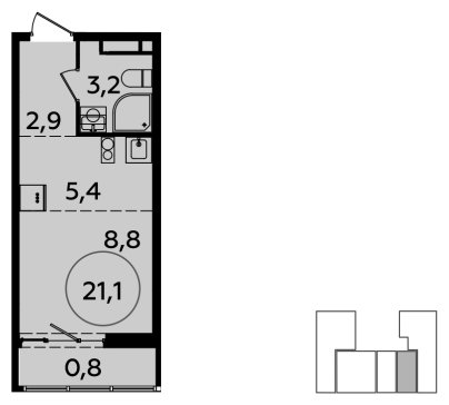 Студия с полной отделкой, 21.1 м2, 5 этаж, сдача 2 квартал 2024 г., ЖК Испанские кварталы, корпус 8.2 - объявление 1633585 - фото №1