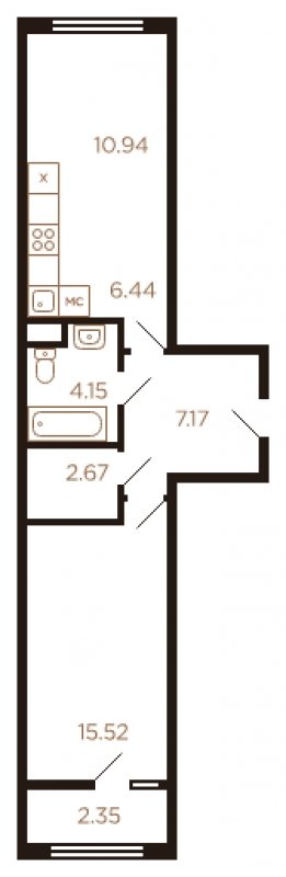 2-комнатная квартира с полной отделкой, 49 м2, 2 этаж, дом сдан, ЖК Миниполис Рафинад, корпус 11 - объявление 1463933 - фото №1