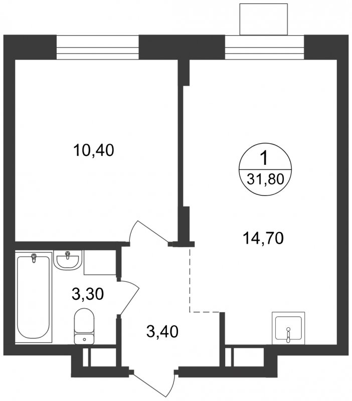 1-комнатные апартаменты с полной отделкой, 31.8 м2, 17 этаж, сдача 1 квартал 2023 г., ЖК Люберцы, корпус 65 - объявление 1503273 - фото №1