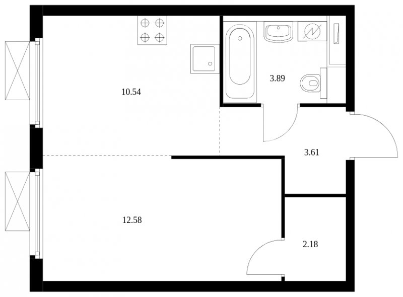 1-комнатная квартира с полной отделкой, 32.8 м2, 29 этаж, сдача 2 квартал 2024 г., ЖК Матвеевский Парк, корпус 1.1 - объявление 1610113 - фото №1