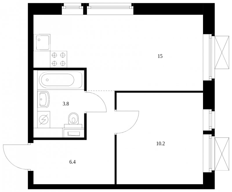 1-комнатная квартира с полной отделкой, 35.4 м2, 17 этаж, сдача 2 квартал 2023 г., ЖК Волжский парк, корпус 3.1 - объявление 1757282 - фото №1