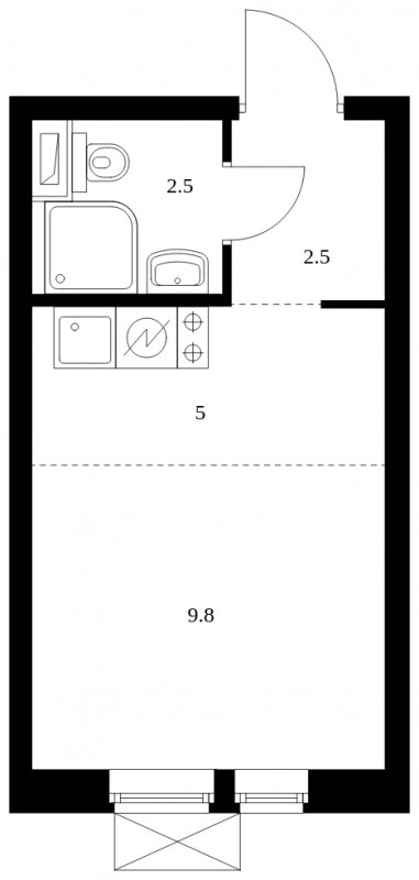 Студия с полной отделкой, 19.8 м2, 10 этаж, сдача 2 квартал 2023 г., ЖК Второй Нагатинский, корпус 3 - объявление 1700022 - фото №1