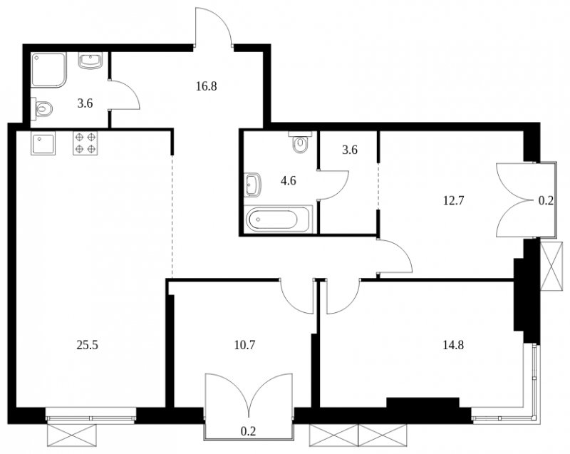 3-комнатная квартира без отделки, 92.7 м2, 3 этаж, сдача 4 квартал 2023 г., ЖК Holland park, корпус 11 - объявление 1669540 - фото №1