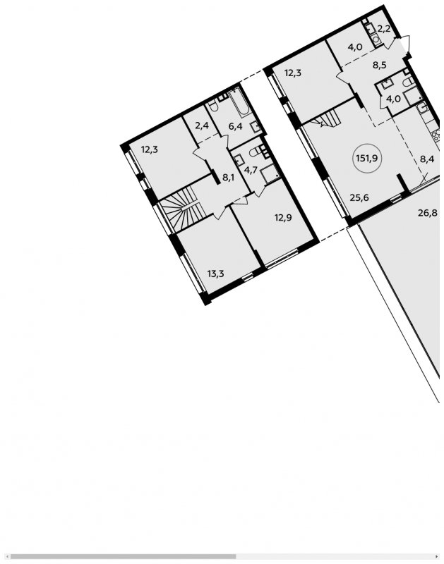 5-комнатная квартира (евро) без отделки, 151.9 м2, 2 этаж, сдача 3 квартал 2023 г., ЖК Прокшино, корпус 4.4 - объявление 1503414 - фото №1