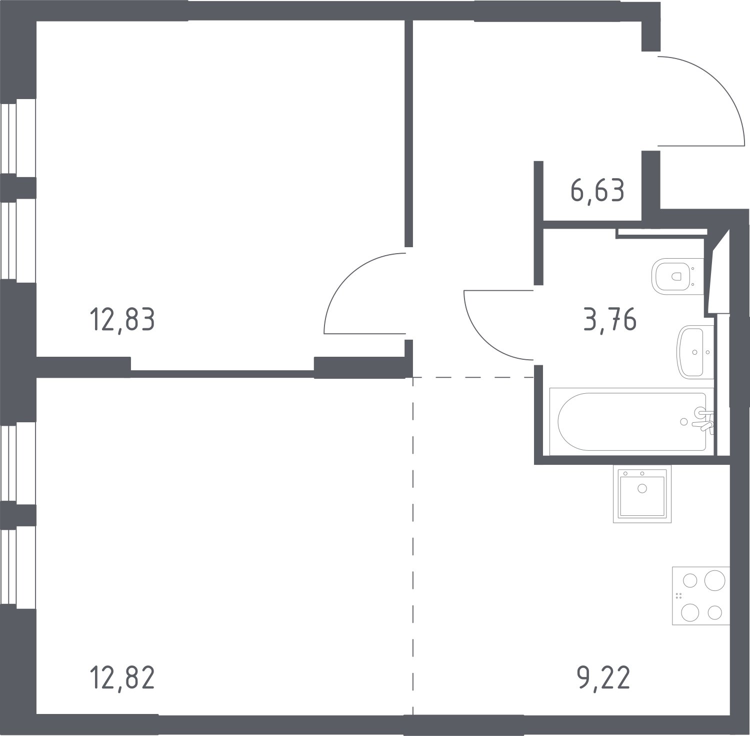2-комнатная квартира с полной отделкой, 45.26 м2, 14 этаж, сдача 1 квартал 2025 г., ЖК Остафьево, корпус 19 - объявление 2292226 - фото №1