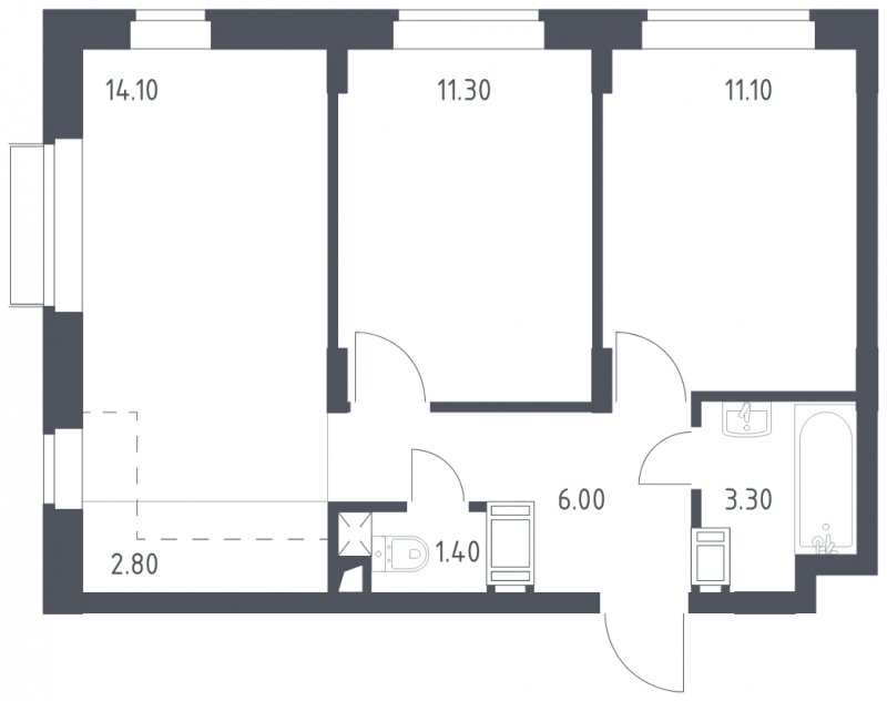 2-комнатная квартира с полной отделкой, 50 м2, 8 этаж, сдача 1 квартал 2023 г., ЖК Алхимово, корпус 3.2 - объявление 1716842 - фото №1
