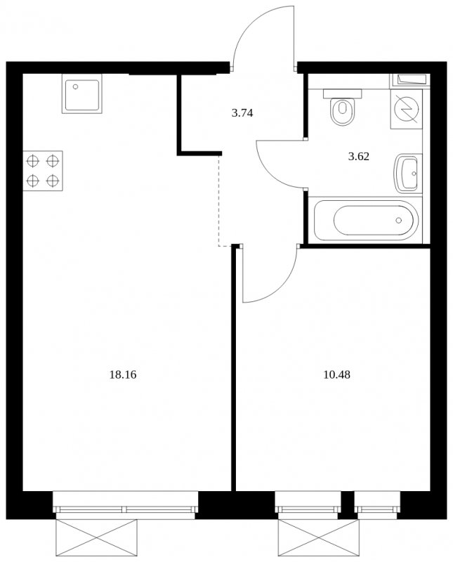 1-комнатная квартира с полной отделкой, 36 м2, 22 этаж, сдача 2 квартал 2023 г., ЖК Новохохловская 15, корпус 1 - объявление 1758595 - фото №1