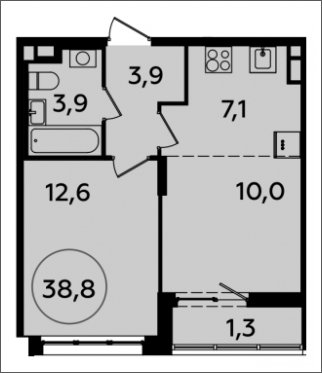 2-комнатная квартира (евро) с полной отделкой, 38.8 м2, 3 этаж, сдача 2 квартал 2024 г., ЖК Испанские кварталы, корпус 8.1 - объявление 1633303 - фото №1