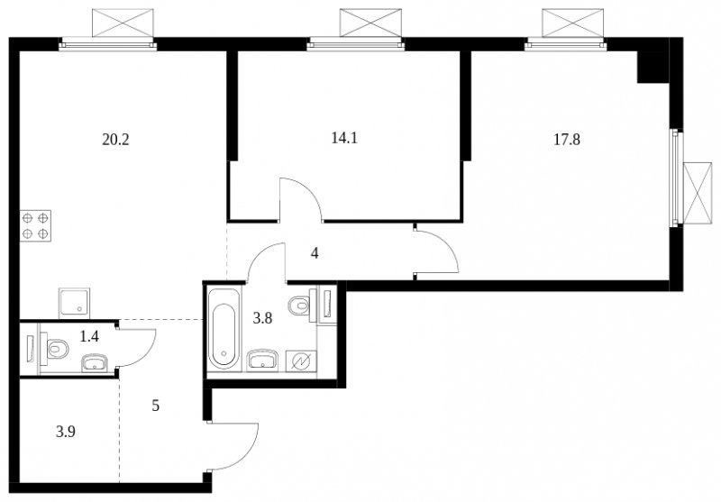 2-комнатная квартира с полной отделкой, 70.2 м2, 22 этаж, сдача 2 квартал 2024 г., ЖК Академика Павлова, корпус 56 - объявление 1951021 - фото №1