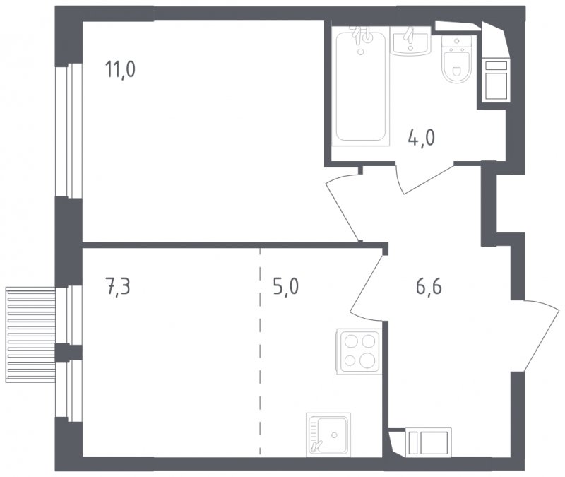 2-комнатная квартира с полной отделкой, 33.9 м2, 2 этаж, сдача 2 квартал 2024 г., ЖК Мытищи Парк, корпус 3 - объявление 1822347 - фото №1