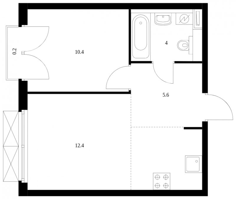 2-комнатная квартира с полной отделкой, 38.1 м2, 14 этаж, сдача 3 квартал 2023 г., ЖК Западный порт, корпус 2.2.2 - объявление 1546450 - фото №1