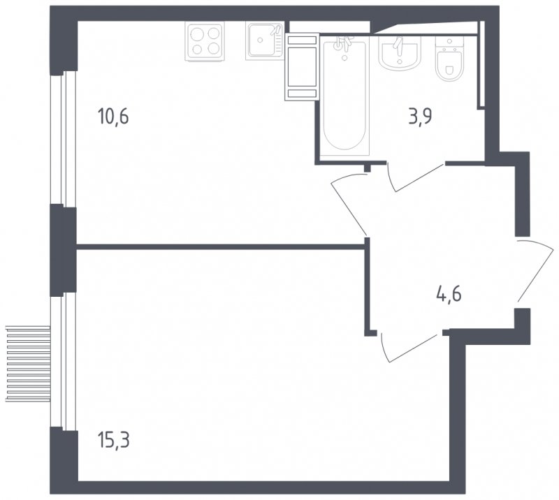 1-комнатная квартира с полной отделкой, 34.4 м2, 8 этаж, сдача 2 квартал 2025 г., ЖК Мытищи Парк, корпус 4 - объявление 1823487 - фото №1