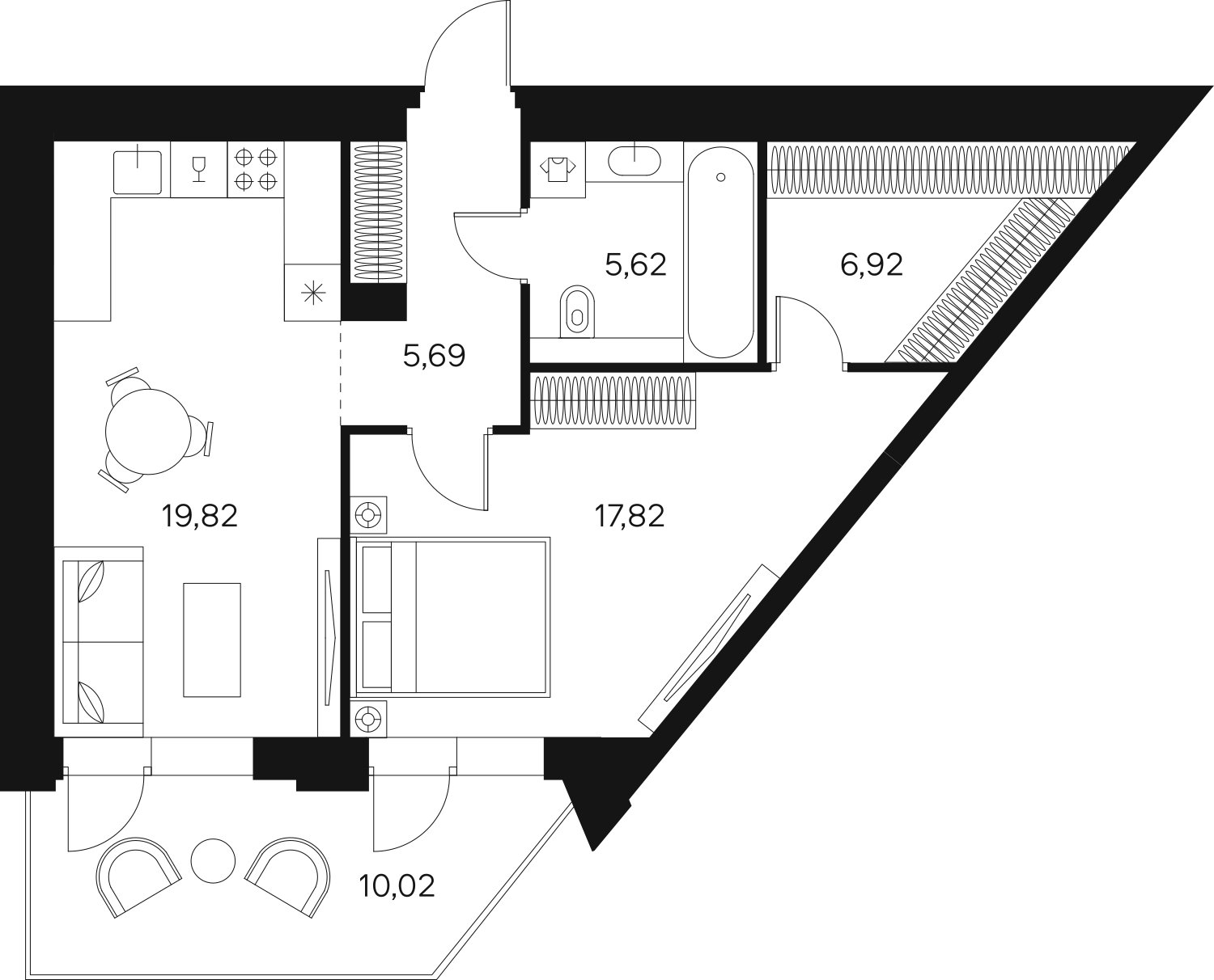 1-комнатная квартира без отделки, 59.34 м2, 1 этаж, сдача 4 квартал 2024 г., ЖК FØRST, корпус 2 - объявление 1942968 - фото №1