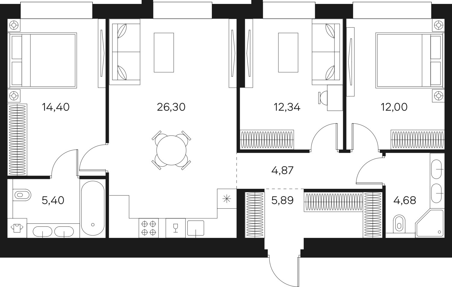 3-комнатная квартира без отделки, 85.88 м2, 17 этаж, сдача 4 квартал 2024 г., ЖК FØRST, корпус 2 - объявление 2353672 - фото №1