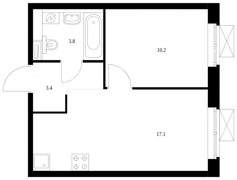 1-комнатная квартира с полной отделкой, 34.5 м2, 16 этаж, сдача 2 квартал 2023 г., ЖК Бусиновский парк, корпус 2.2 - объявление 1685014 - фото №1