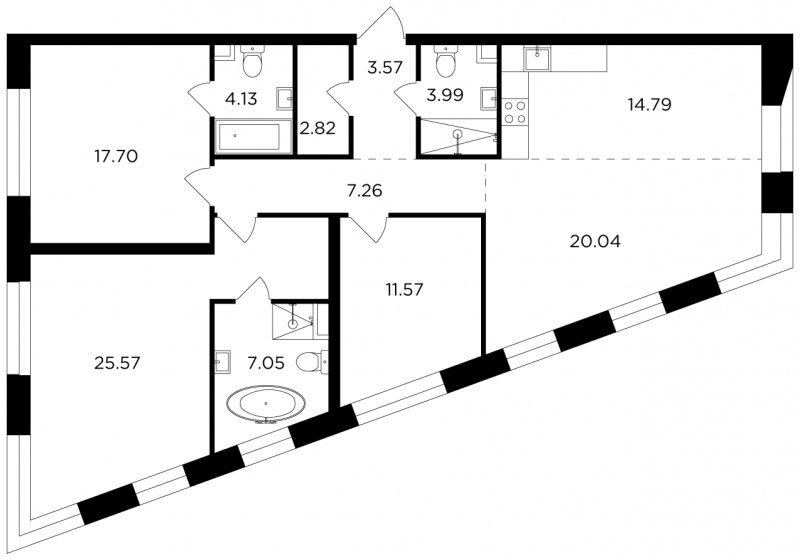4-комнатная квартира без отделки, 118.49 м2, 3 этаж, сдача 4 квартал 2023 г., ЖК FORIVER, корпус 3 - объявление 1758023 - фото №1
