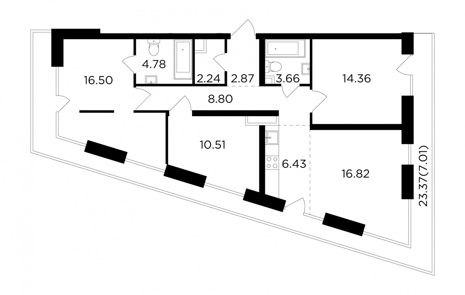 4-комнатная квартира без отделки, 93.11 м2, 12 этаж, сдача 4 квартал 2023 г., ЖК FORIVER, корпус 9 - объявление 2233304 - фото №1
