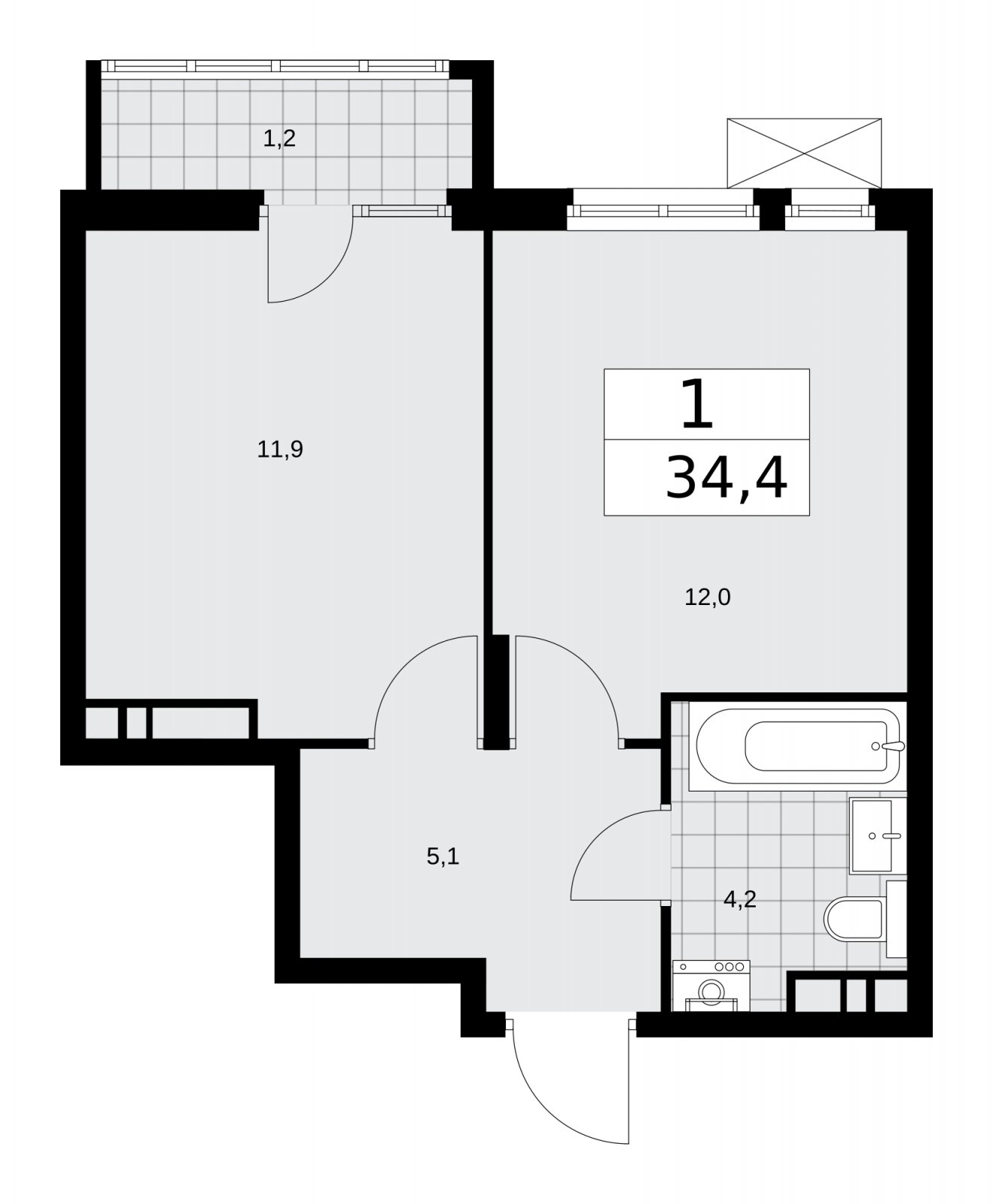 1-комнатная квартира с полной отделкой, 34.4 м2, 8 этаж, сдача 2 квартал 2026 г., ЖК Деснаречье, корпус 4.8 - объявление 2265233 - фото №1