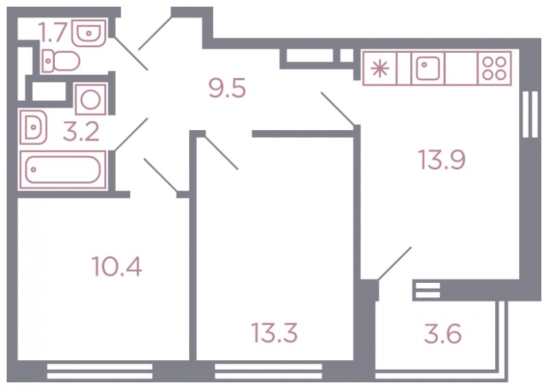 2-комнатная квартира без отделки, 55 м2, 6 этаж, дом сдан, ЖК Миниполис Серебрица, корпус 1 - объявление 1807002 - фото №1