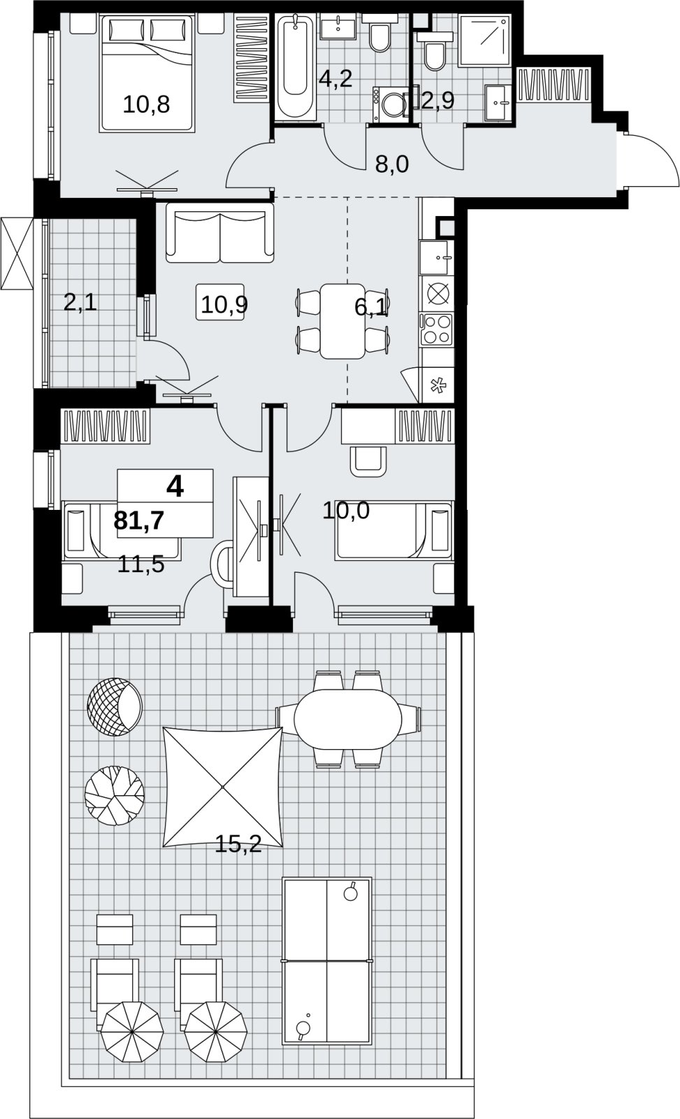4-комнатная квартира (евро) с полной отделкой, 81.7 м2, 2 этаж, сдача 1 квартал 2027 г., ЖК Скандинавия, корпус 2.18.2.3 - объявление 2351321 - фото №1