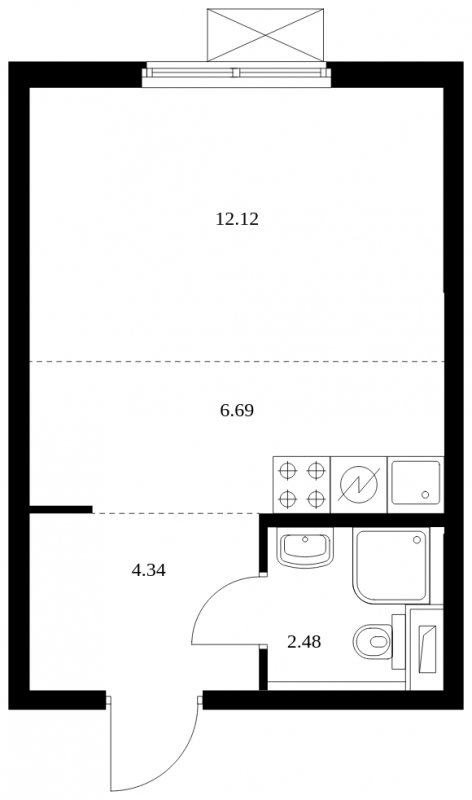 Студия с полной отделкой, 25.63 м2, 4 этаж, сдача 4 квартал 2024 г., ЖК Матвеевский Парк, корпус 1.5 - объявление 1964731 - фото №1