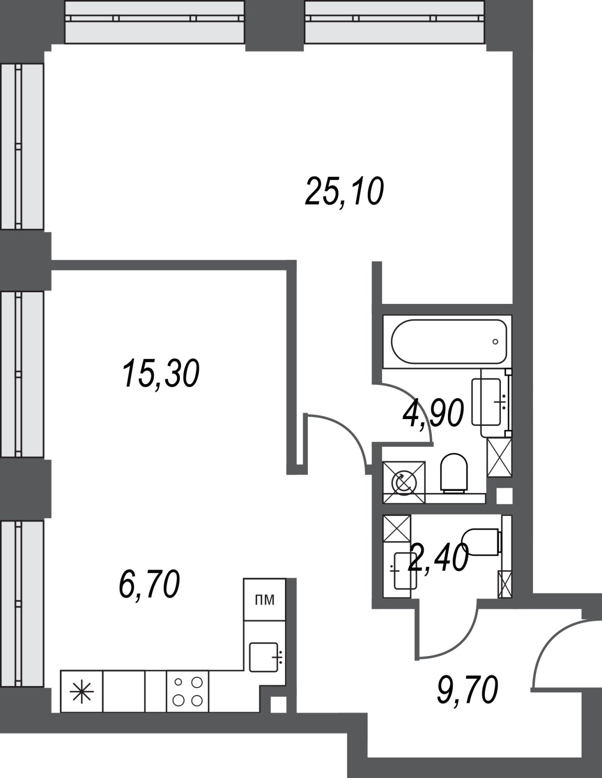 2-комнатная квартира без отделки, 64.1 м2, 16 этаж, дом сдан, ЖК AFI Park Воронцовский, корпус 5 - объявление 2397101 - фото №1