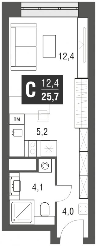 Студия с полной отделкой, 25.7 м2, 8 этаж, сдача 2 квартал 2024 г., ЖК AFI Tower, корпус 1 - объявление 1930778 - фото №1