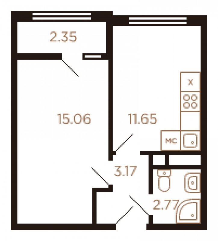 1-комнатная квартира с полной отделкой, 35 м2, 8 этаж, дом сдан, ЖК Миниполис Рафинад, корпус 6 - объявление 1756598 - фото №1