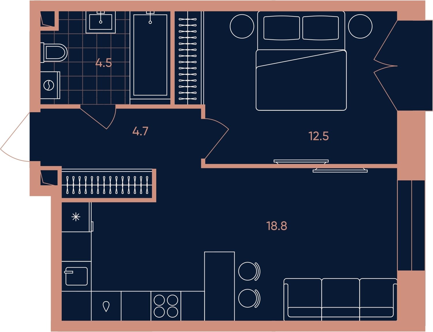 2-комнатная квартира (евро) с частичной отделкой, 40.5 м2, 3 этаж, сдача 3 квартал 2026 г., ЖК ERA, корпус 2 - объявление 2280027 - фото №1