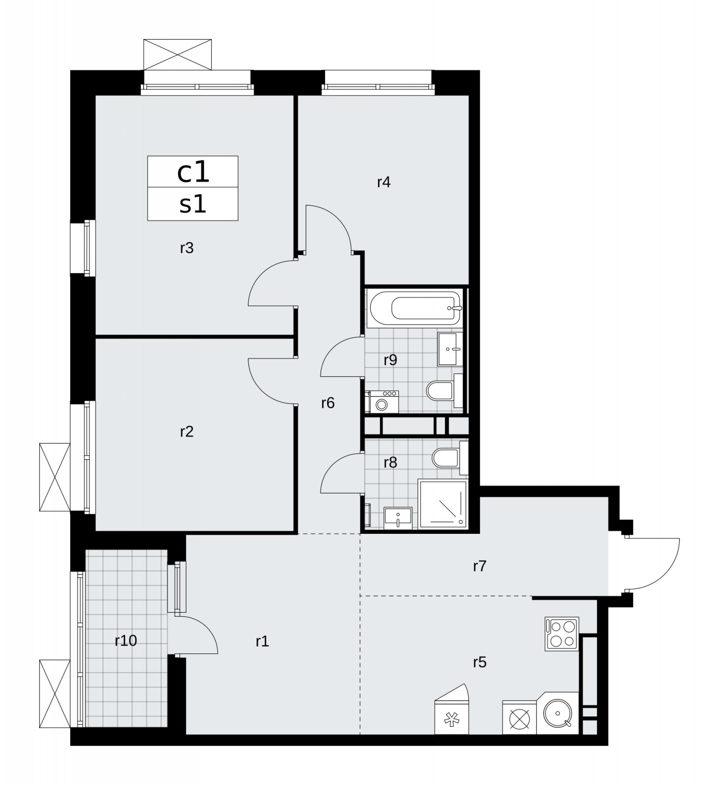 4-комнатная квартира (евро) с частичной отделкой, 77.9 м2, 17 этаж, сдача 2 квартал 2026 г., ЖК Скандинавия, корпус 25.3 - объявление 2284011 - фото №1