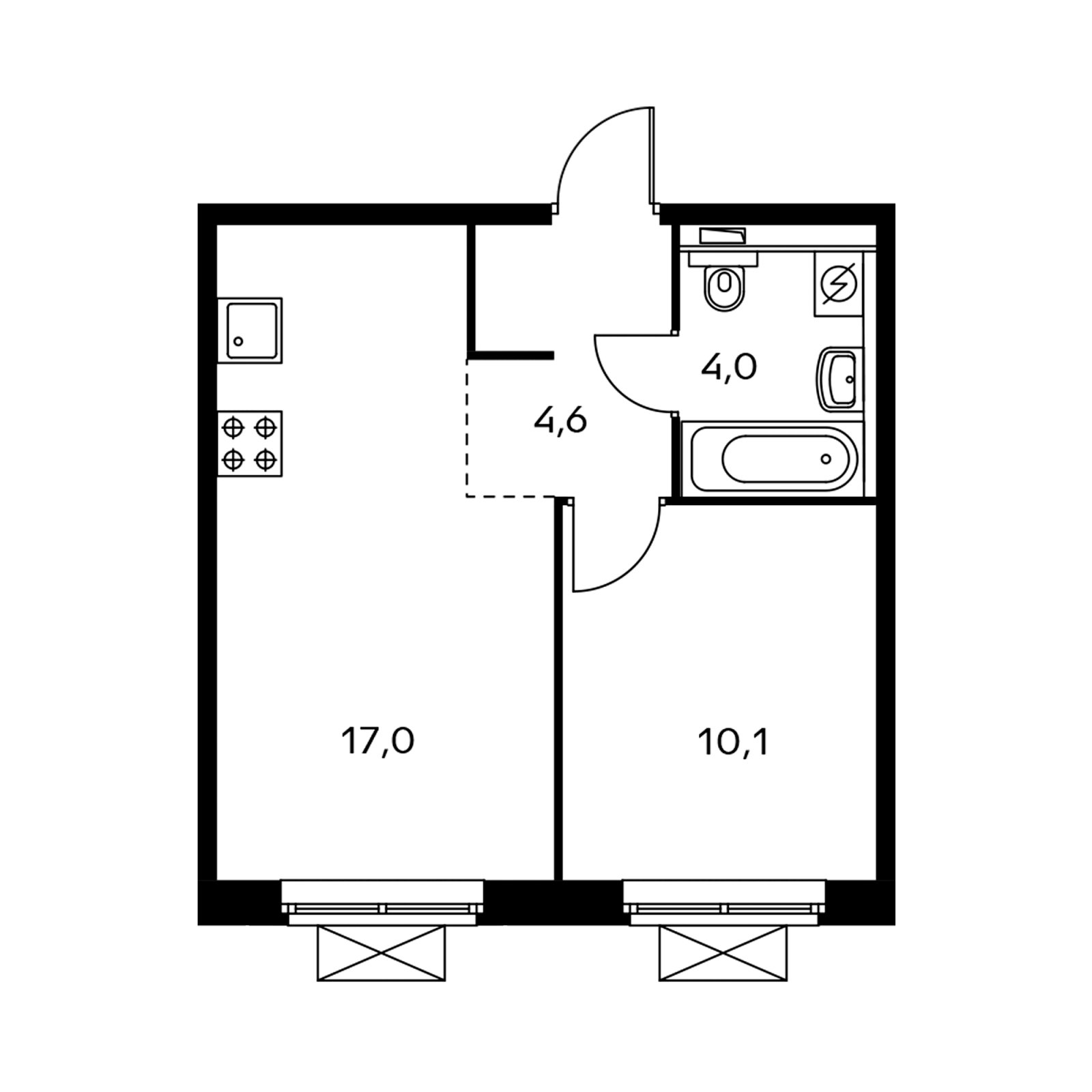 1-комнатная квартира с полной отделкой, 35.3 м2, 25 этаж, дом сдан, ЖК Мякинино парк, корпус 2.1 - объявление 2260271 - фото №1
