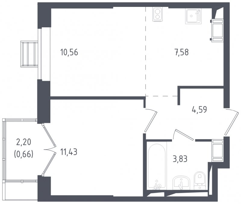 2-комнатная квартира с полной отделкой, 38.65 м2, 16 этаж, сдача 3 квартал 2024 г., ЖК Томилино Парк, корпус 5.1 - объявление 1830117 - фото №1