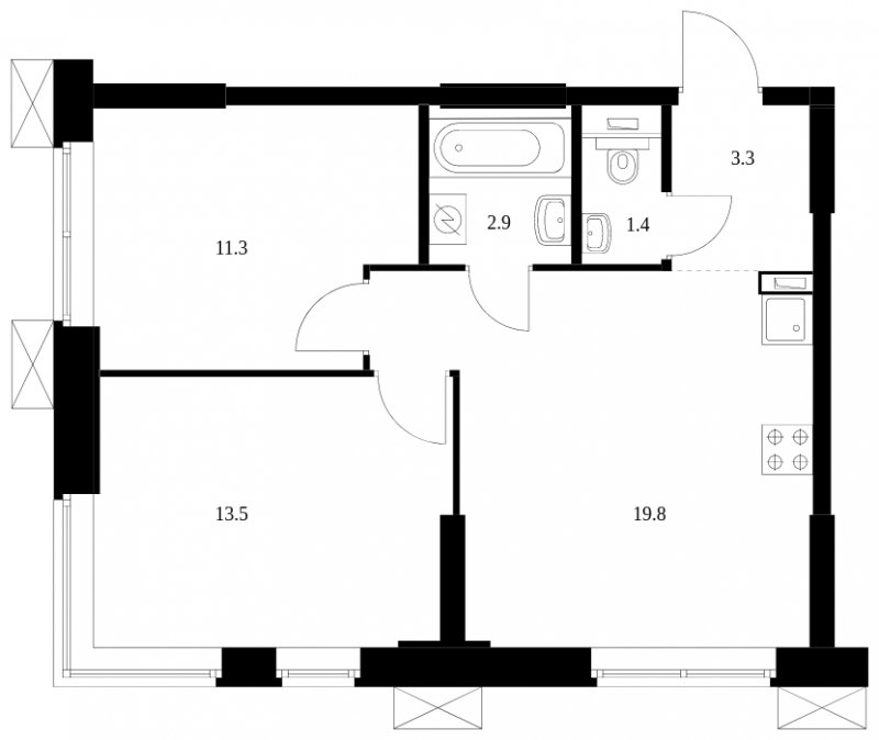 2-комнатные апартаменты с полной отделкой, 52.2 м2, 10 этаж, сдача 2 квартал 2023 г., ЖК Волоколамское 24, корпус 3 - объявление 1685829 - фото №1