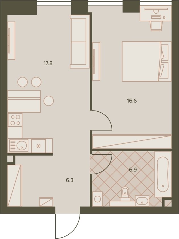 2-комнатная квартира с частичной отделкой, 47.2 м2, 22 этаж, дом сдан, ЖК Eniteo, корпус 2 - объявление 2326736 - фото №1
