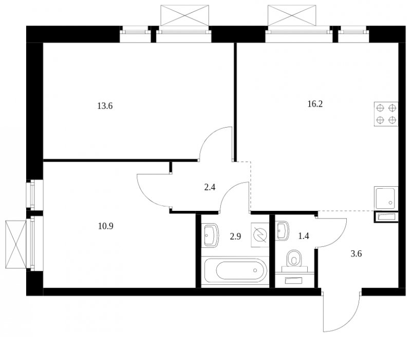 2-комнатная квартира с полной отделкой, 51 м2, 18 этаж, сдача 2 квартал 2023 г., ЖК Волжский парк, корпус 3.1 - объявление 1558915 - фото №1