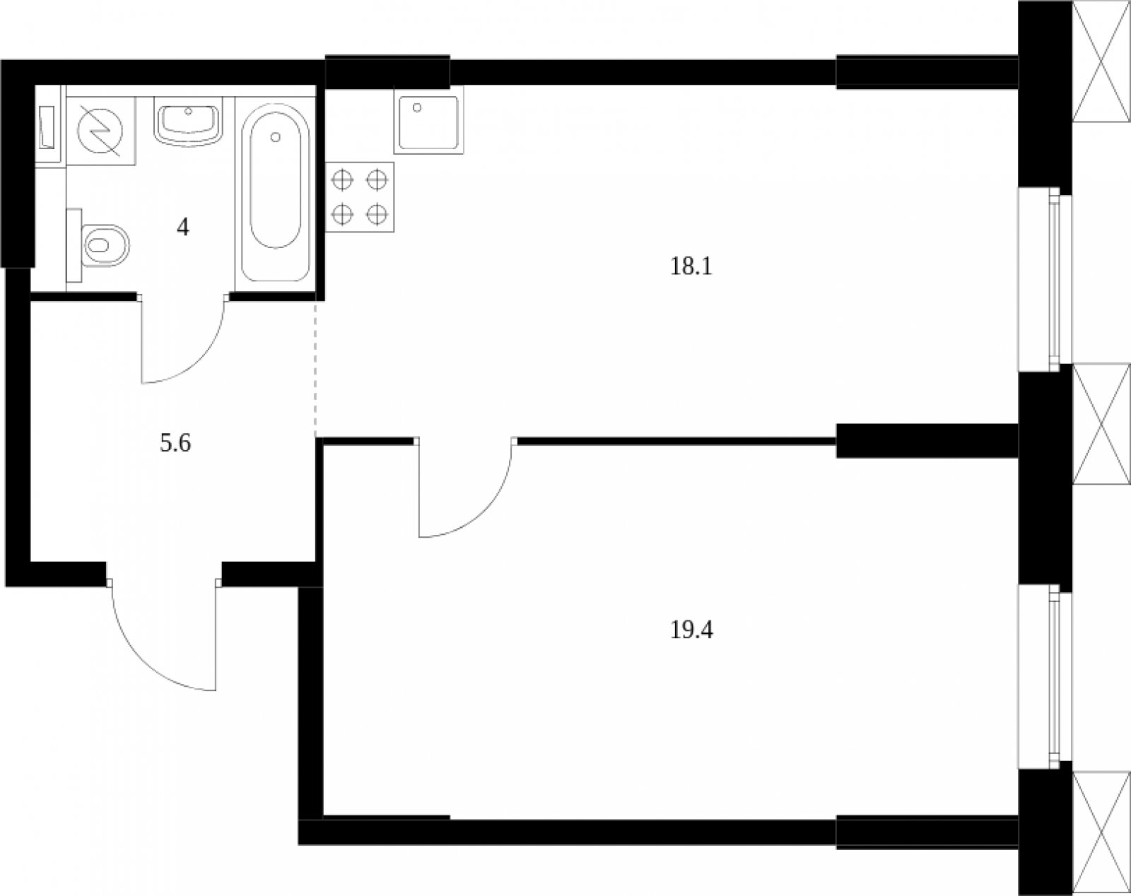 1-комнатные апартаменты с полной отделкой, 46.4 м2, 2 этаж, сдача 2 квартал 2023 г., ЖК Волоколамское 24, корпус 3 - объявление 2008360 - фото №1