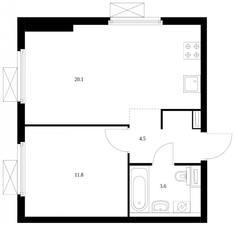 1-комнатная квартира с полной отделкой, 40 м2, 28 этаж, сдача 3 квартал 2024 г., ЖК Амурский парк, корпус 2 - объявление 1690350 - фото №1