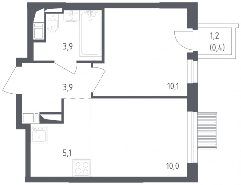 2-комнатная квартира с полной отделкой, 33.4 м2, 13 этаж, сдача 2 квартал 2024 г., ЖК Мытищи Парк, корпус 3 - объявление 1864229 - фото №1
