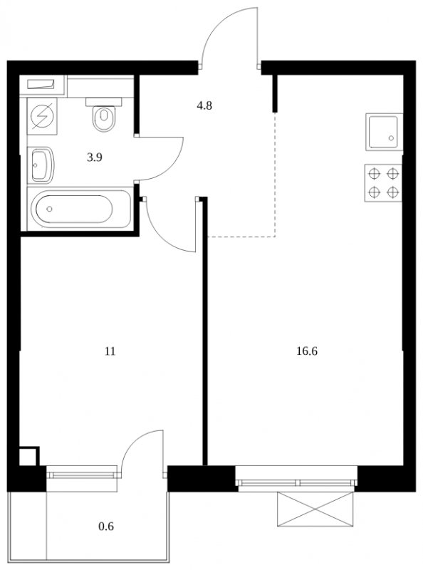 1-комнатная квартира с полной отделкой, 36.9 м2, 14 этаж, сдача 2 квартал 2025 г., ЖК Саларьево Парк, корпус 56.1 - объявление 2221347 - фото №1