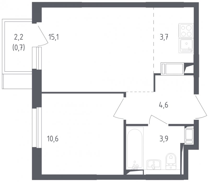 2-комнатная квартира с полной отделкой, 38.6 м2, 17 этаж, сдача 2 квартал 2025 г., ЖК Мытищи Парк, корпус 4 - объявление 1823265 - фото №1
