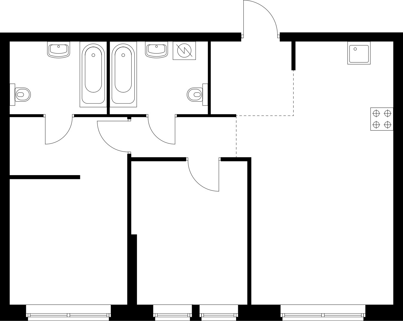 2-комнатная квартира с частичной отделкой, 66 м2, 14 этаж, дом сдан, ЖК Кронштадтский 9, корпус 1.4 - объявление 2335125 - фото №1