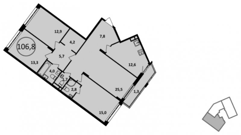 4-комнатная квартира без отделки, 106.6 м2, 4 этаж, сдача 4 квартал 2022 г., ЖК Испанские кварталы, корпус 5.3 - объявление 1812931 - фото №1