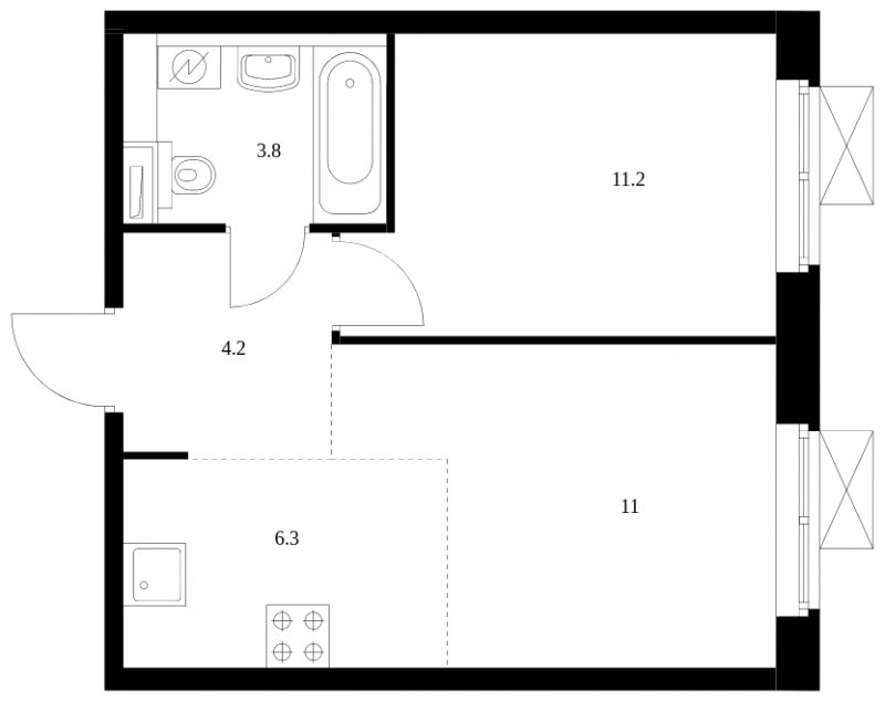 2-комнатная квартира с полной отделкой, 36.5 м2, 21 этаж, сдача 4 квартал 2023 г., ЖК Перовское 2, корпус 2.1 - объявление 1559035 - фото №1