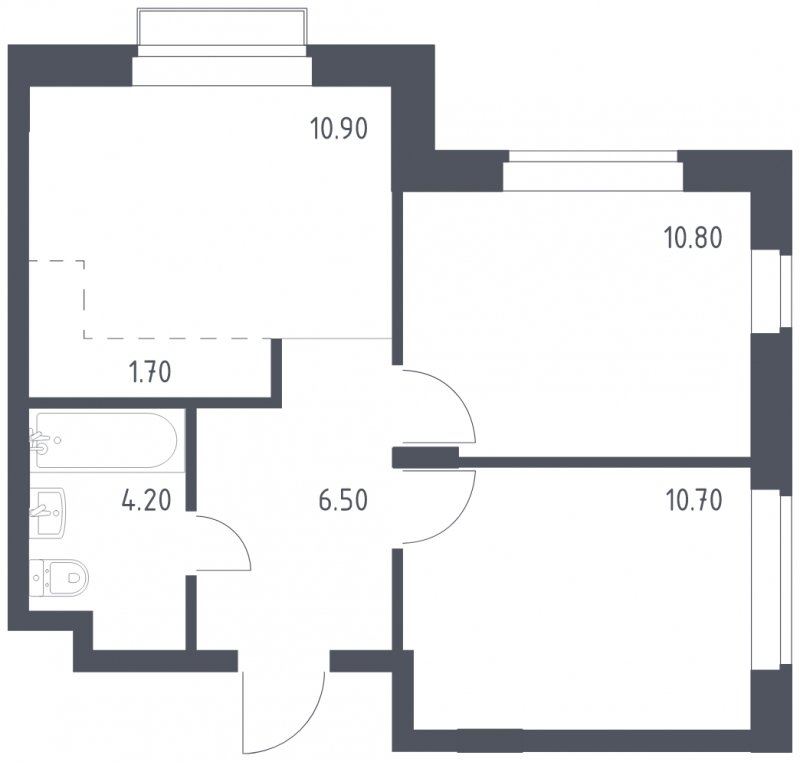 2-комнатная квартира с полной отделкой, 44.8 м2, 2 этаж, сдача 1 квартал 2023 г., ЖК Алхимово, корпус 3.2 - объявление 1773693 - фото №1