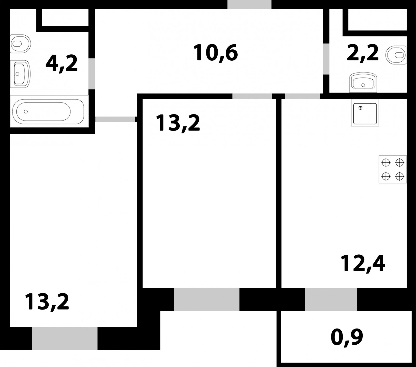 2-комнатная квартира без отделки, 58.7 м2, 18 этаж, дом сдан, ЖК Союзный, корпус 1 - объявление 2076926 - фото №1