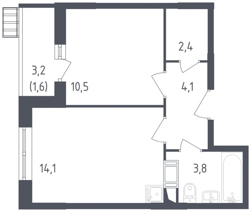 1-комнатная квартира с полной отделкой, 36.5 м2, 3 этаж, сдача 2 квартал 2022 г., ЖК Алхимово, корпус 5 - объявление 1695312 - фото №1