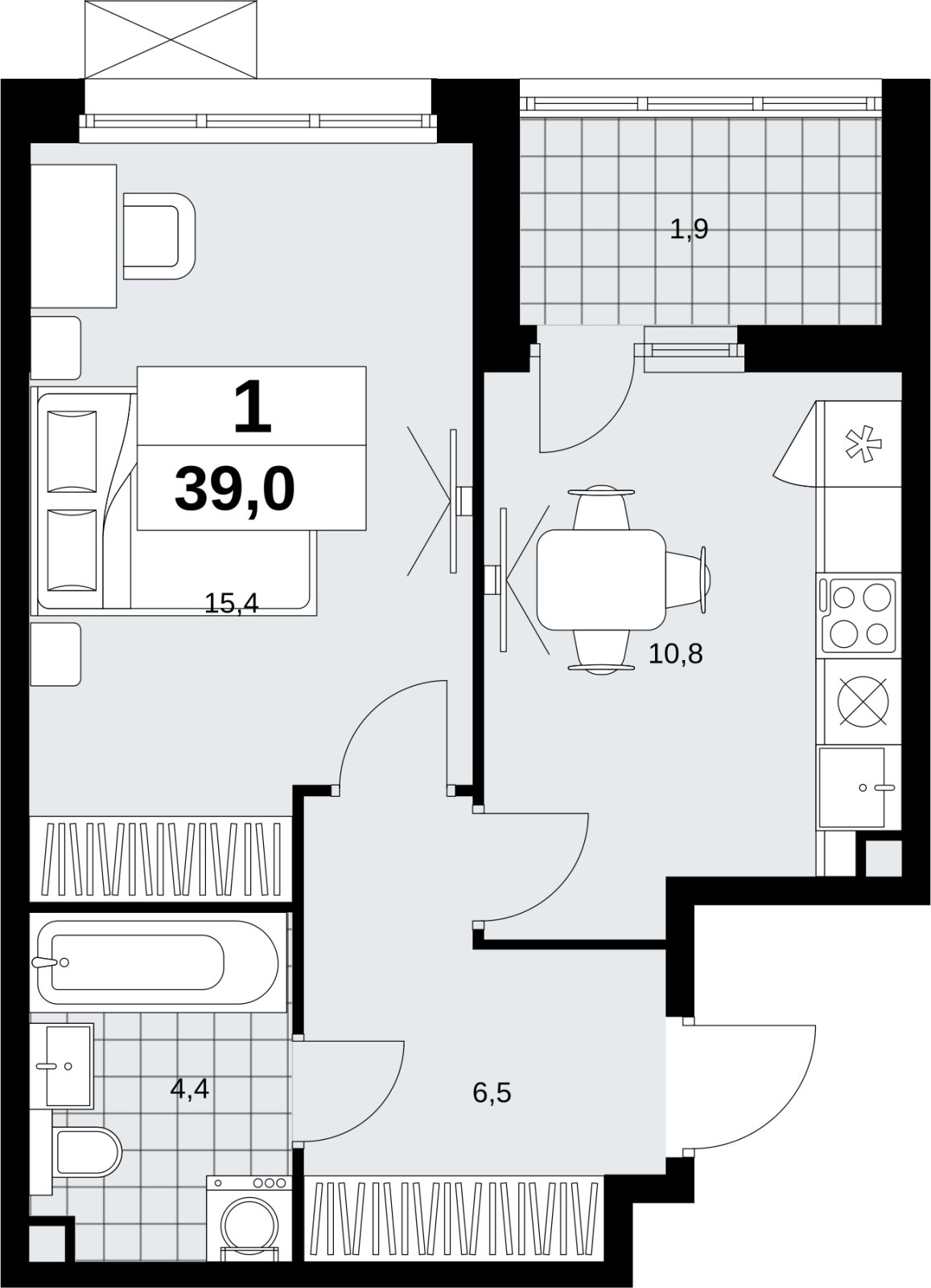 1-комнатная квартира с полной отделкой, 39 м2, 2 этаж, сдача 1 квартал 2027 г., ЖК Скандинавия, корпус 2.18.2.3 - объявление 2351314 - фото №1