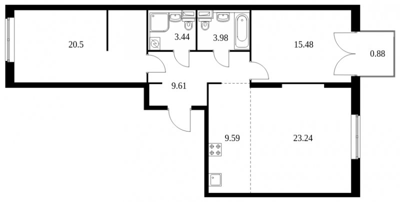 3-комнатная квартира с полной отделкой, 86.72 м2, 8 этаж, сдача 1 квартал 2024 г., ЖК Green Park, корпус 8 - объявление 1679562 - фото №1